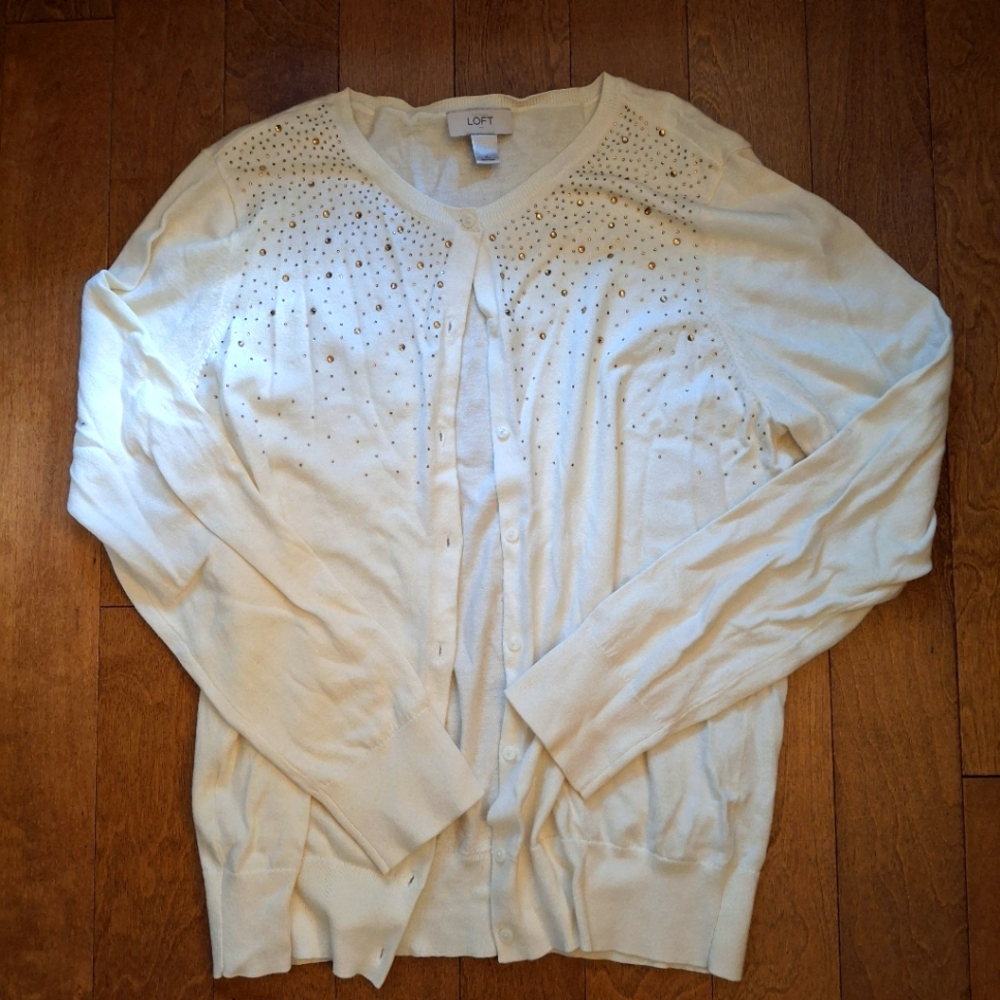 Loft cream and gold cardigan. Size XL.